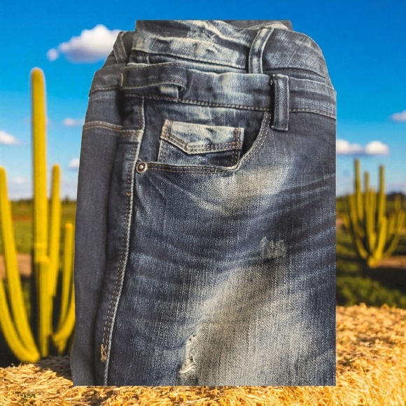 ANULE UP To UP - Blue Straight Leg Jeans with Vintage Distressing - Picture 8 of 12